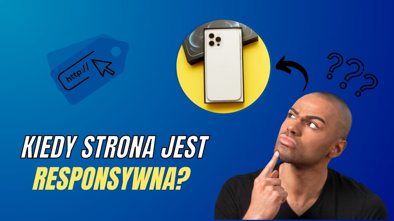 Mężczyzna zastanawiający się, jak sprawdzić, czy strona jest responsywna.